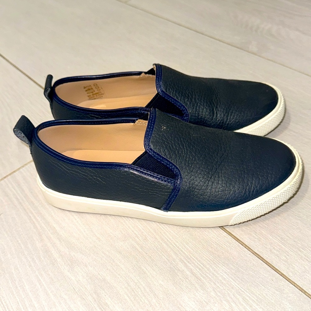 Boys Elephantito navy blue leather slide on shoe 12
